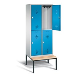 C+P Spind doppelstöckig Classic, H2090xB810xT815mm, Front Lichtblau, Korpus Lichtgrau, Gestell Schwarzgrau (8350-22)