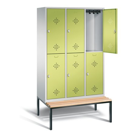 C+P Spind doppelstöckig Classic, H2090xB1200xT815mm, Front Viridingrün, Korpus Lichtgrau, Gestell Schwarzgrau (8350-32)