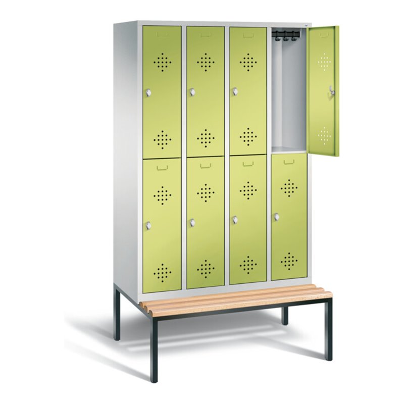 C+P Spind doppelstöckig Classic, H2090xB1190xT815mm, Front Viridingrün, Korpus Lichtgrau, Gestell Schwarzgrau (8350-40)