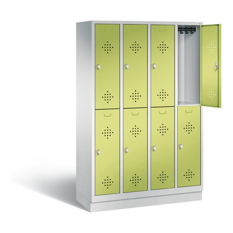 C+P Spind doppelstöckig Classic, H1800xB1190xT500mm, Front Viridingrün, Korpus Lichtgrau (8320-40)