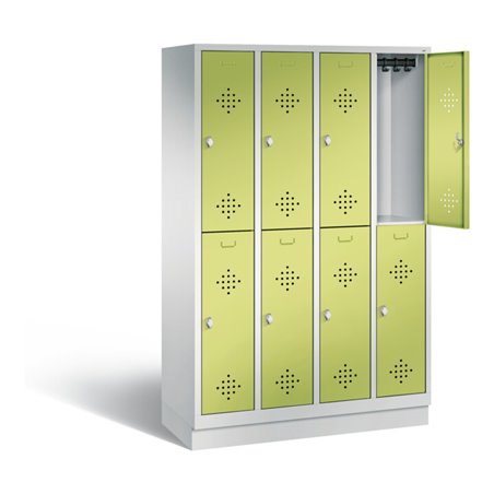 C+P Spind doppelstöckig Classic, H1800xB1190xT500mm, Front Viridingrün, Korpus Lichtgrau (8320-40)