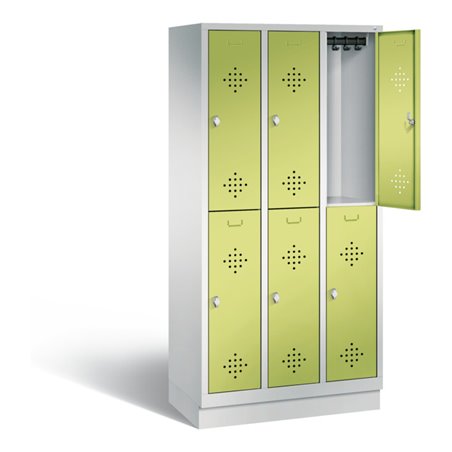 C+P Spind doppelstöckig Classic, H1800xB900xT500mm, Front Viridingrün, Korpus Lichtgrau (8320-30)