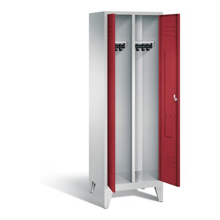 C+P Schwarz-Weiss-Spind Classic, H1850xB610xT500mm, Front Rubinrot, Korpus Lichtgrau (8012-20)