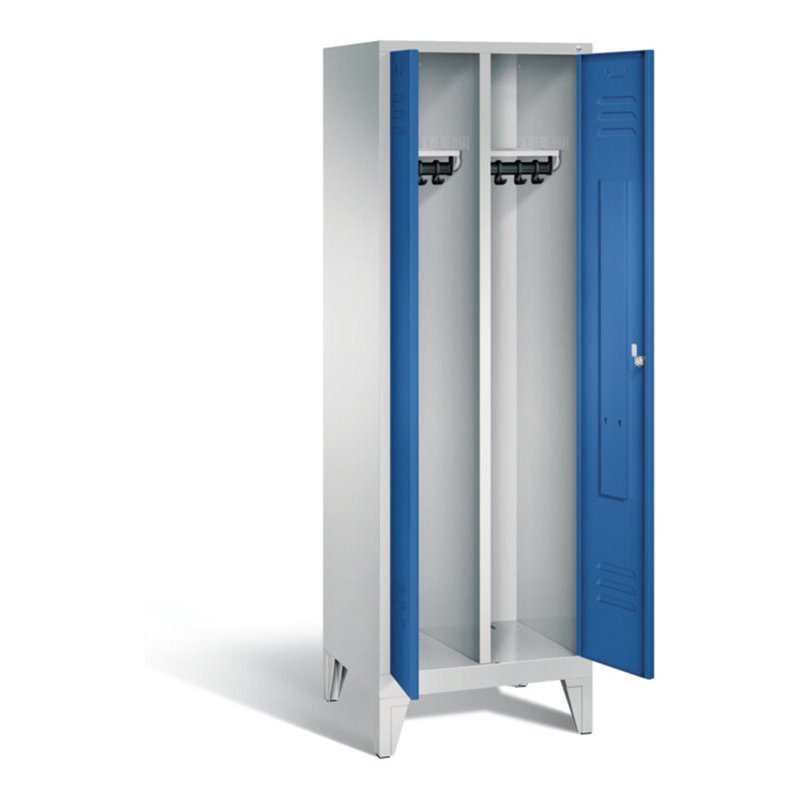 C+P Schwarz-Weiss-Spind Classic, H1850xB610xT500mm, Front Enzianblau, Korpus Lichtgrau (8012-20)