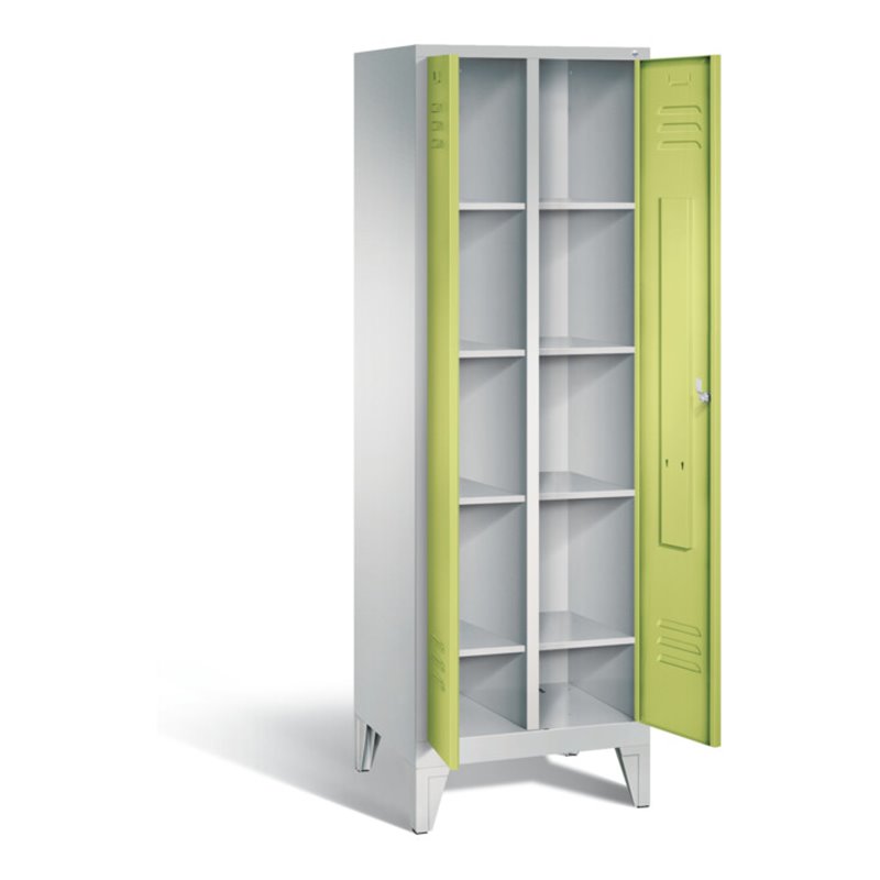 C+P Wäsche-Spind Classic, H1850xB610xT500mm, Front Viridingrün, Korpus Lichtgrau (8012-20B)
