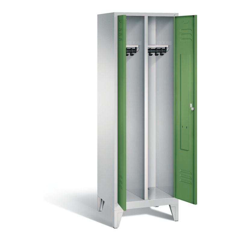 C+P Schwarz-Weiss-Spind Classic, H1850xB610xT500mm, Front Resedagrün, Korpus Lichtgrau (8012-20)