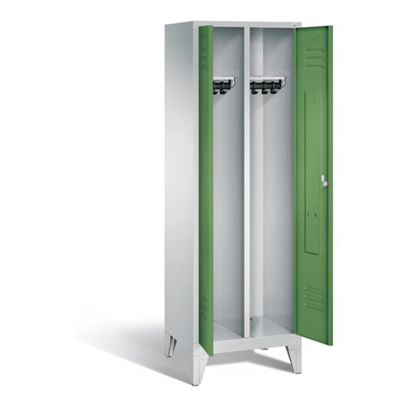 C+P Schwarz-Weiss-Spind Classic, H1850xB610xT500mm, Front Resedagrün, Korpus Lichtgrau (8012-20)