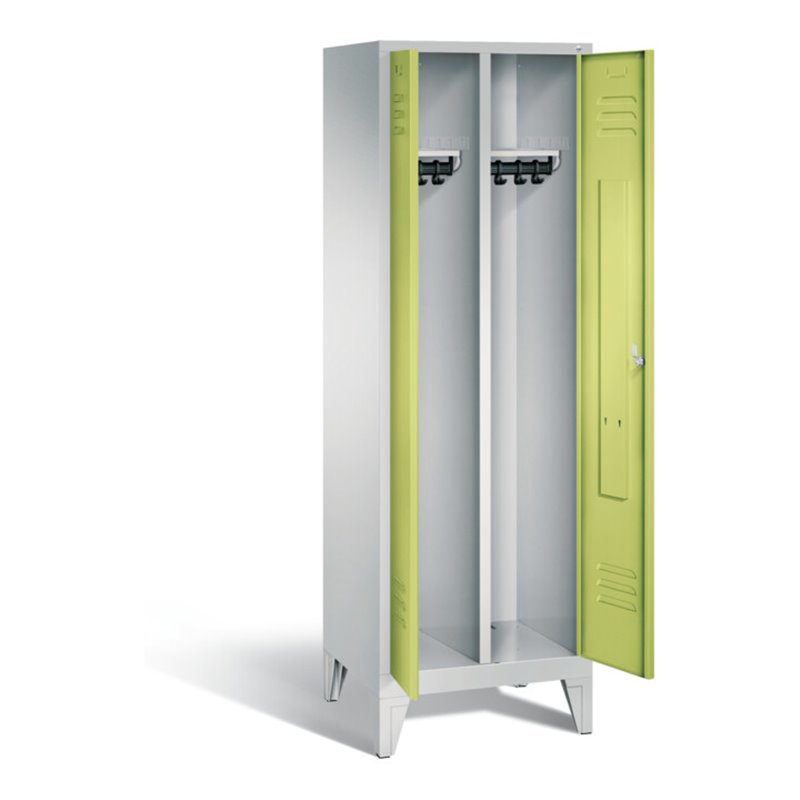 C+P Schwarz-Weiss-Spind Classic, H1850xB610xT500mm, Front Viridingrün, Korpus Lichtgrau (8012-20)