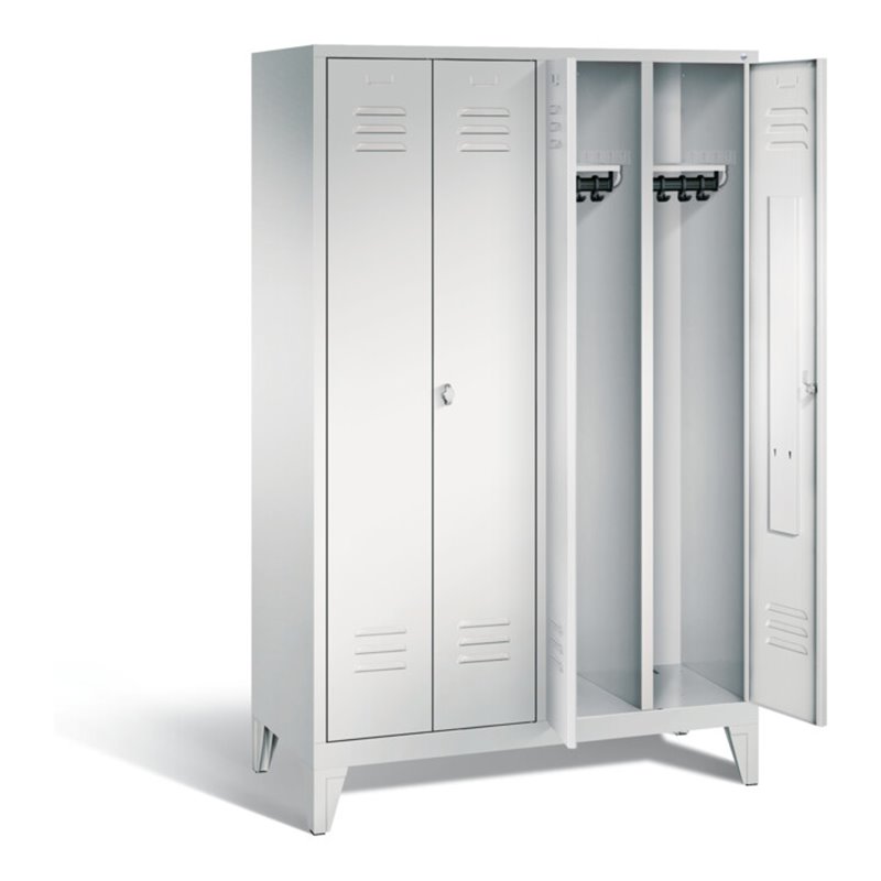 C+P Schwarz-Weiss-Spind Classic, H1850xB1190xT500mm, Front Lichtgrau, Korpus Lichtgrau (8012-40)