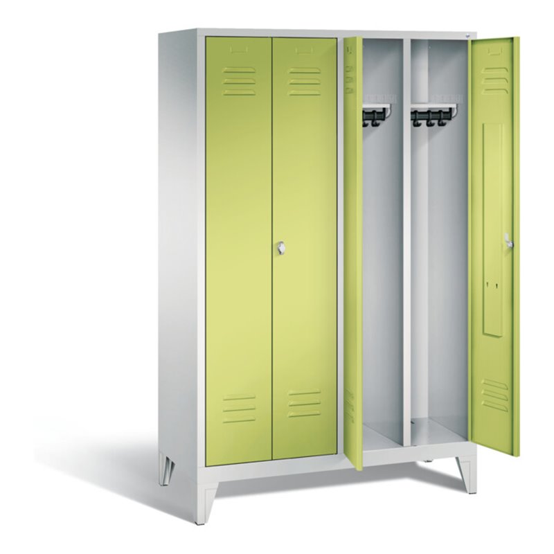 C+P Schwarz-Weiss-Spind Classic, H1850xB1190xT500mm, Front Viridingrün, Korpus Lichtgrau (8012-40)