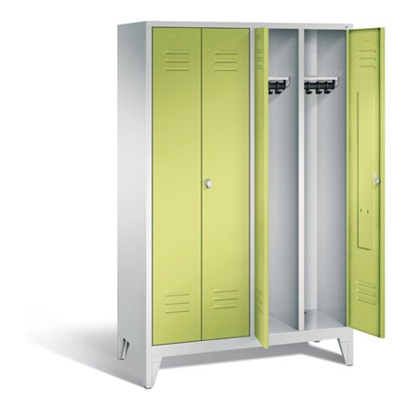 C+P Schwarz-Weiss-Spind Classic, H1850xB1190xT500mm, Front Viridingrün, Korpus Lichtgrau (8012-40)