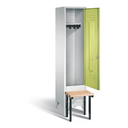 C+P Garderobenschrank Classic, H1850xB420xT500mm, Front Viridingrün, Korpus Lichtgrau, Gestell Schwarzgrau (8030-12)