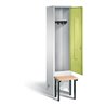 C+P Garderobenschrank Classic, H1850xB420xT500mm, Front Viridingrün, Korpus Lichtgrau, Gestell Schwarzgrau (8030-12)