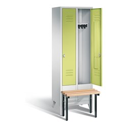 C+P Garderobenschrank Classic, H1850xB610xT500mm, Front Viridingrün, Korpus Lichtgrau, Gestell Schwarzgrau (8030-20)