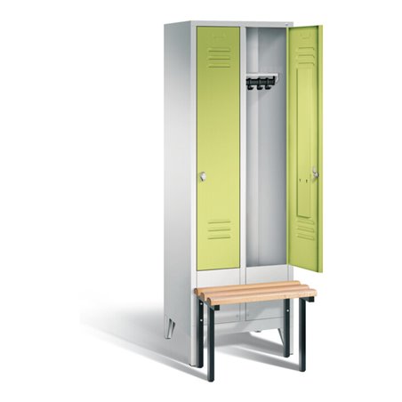 C+P Garderobenschrank Classic, H1850xB610xT500mm, Front Viridingrün, Korpus Lichtgrau, Gestell Schwarzgrau (8030-20)