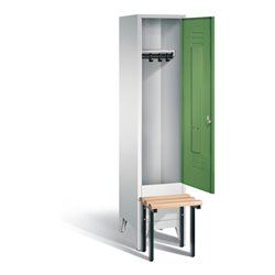 C+P Garderobenschrank Classic, H1850xB420xT500mm, Front Resedagrün, Korpus Lichtgrau, Gestell Schwarzgrau (8030-12)