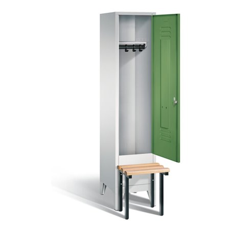 C+P Garderobenschrank Classic, H1850xB420xT500mm, Front Resedagrün, Korpus Lichtgrau, Gestell Schwarzgrau (8030-12)