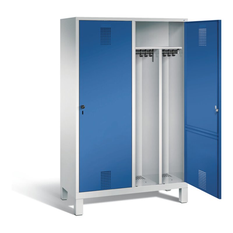 C+P Schwarz-Weiss-Spind Evolo, H1850xB1190xT500mm, Front Enzianblau, Korpus Lichtgrau (48210-40)
