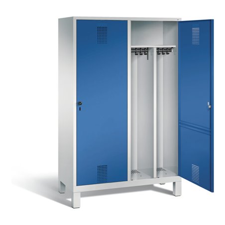 C+P Schwarz-Weiss-Spind Evolo, H1850xB1190xT500mm, Front Enzianblau, Korpus Lichtgrau (48210-40)