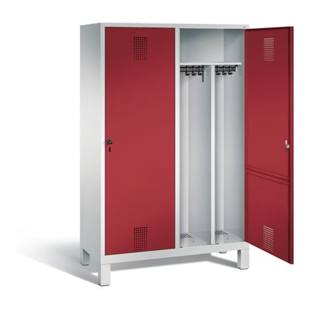 C+P Schwarz-Weiss-Spind Evolo, H1850xB1190xT500mm, Front Rubinrot, Korpus Lichtgrau (48210-40)