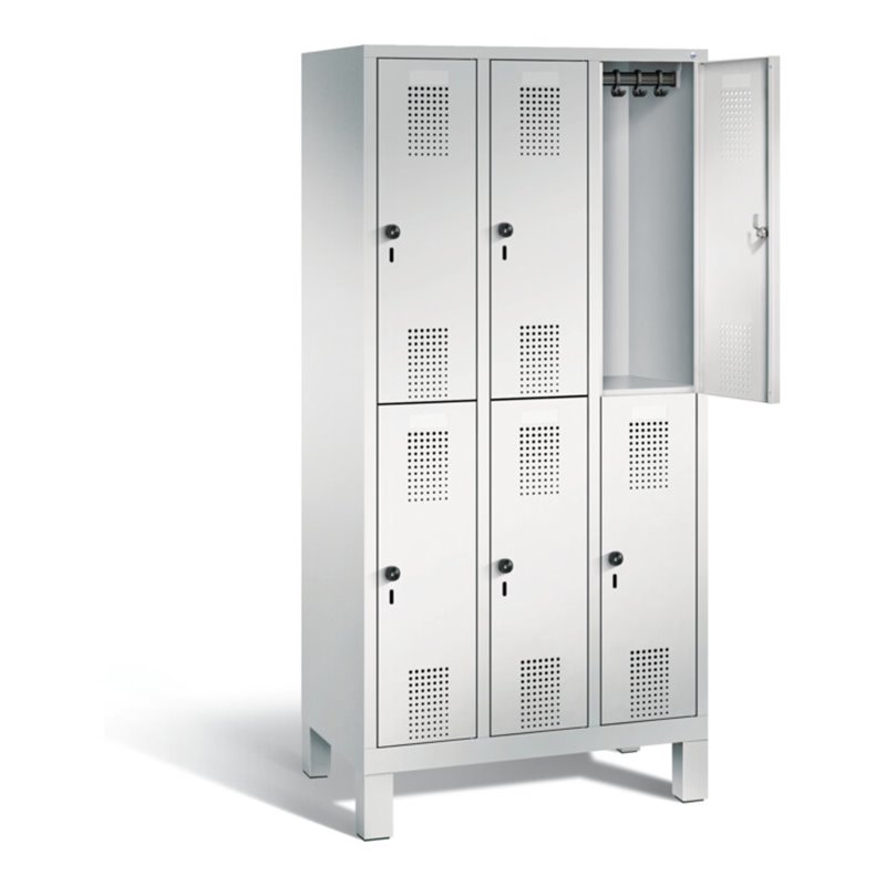 C+P Spind doppelstöckig Evolo, H1850xB900xT500mm, Front Lichtgrau, Korpus Lichtgrau (48310-30)