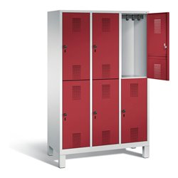 C+P Spind doppelstöckig Evolo, H1850xB1200xT500mm, Front Rubinrot, Korpus Lichtgrau (48310-32)