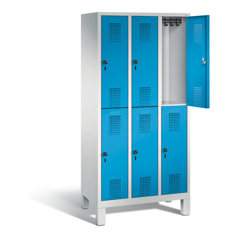 C+P Spind doppelstöckig Evolo, H1850xB900xT500mm, Front Lichtblau, Korpus Lichtgrau (48310-30)