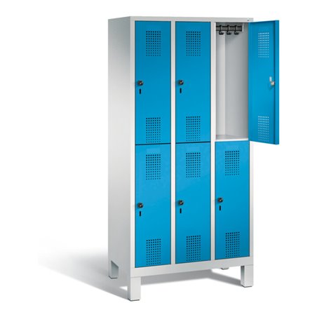 C+P Spind doppelstöckig Evolo, H1850xB900xT500mm, Front Lichtblau, Korpus Lichtgrau (48310-30)