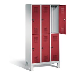 C+P Spind doppelstöckig Evolo, H1850xB900xT500mm, Front Rubinrot, Korpus Lichtgrau (48310-30)