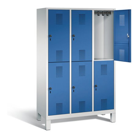 C+P Spind doppelstöckig Evolo, H1850xB1200xT500mm, Front Enzianblau, Korpus Lichtgrau (48310-32)