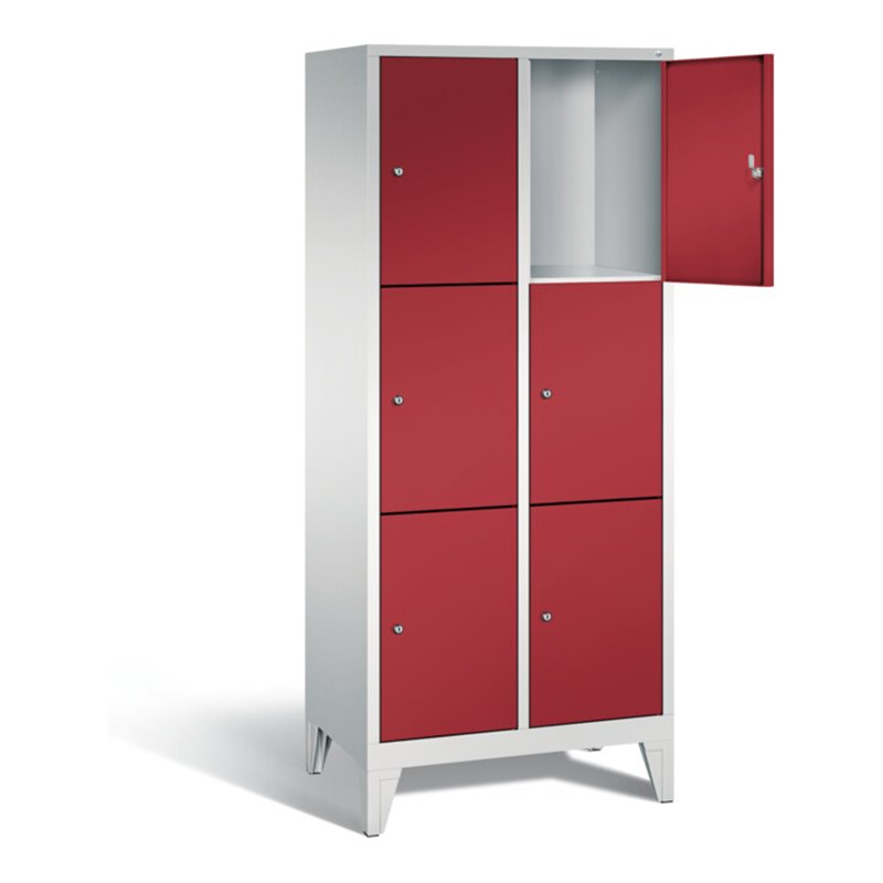 C+P Garderobenschrank Classic, H1850xB810xT500mm, Front Rubinrot, Korpus Lichtgrau (8010-223)