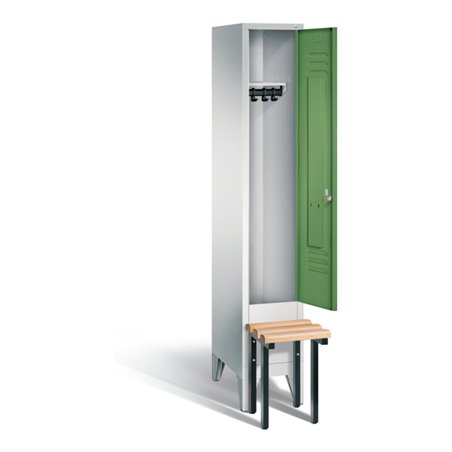 C+P Garderobenschrank Classic, H1850xB320xT500mm, Front Resedagrün, Korpus Lichtgrau, Gestell Schwarzgrau (8030-10)