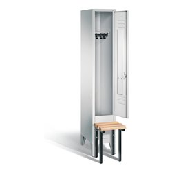 C+P Garderobenschrank Classic, H1850xB320xT500mm, Front Lichtgrau, Korpus Lichtgrau, Gestell Schwarzgrau (8030-10)