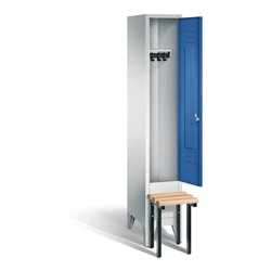 C+P Garderobenschrank Classic, H1850xB320xT500mm, Front Enzianblau, Korpus Lichtgrau, Gestell Schwarzgrau (8030-10)