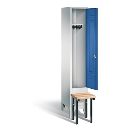 C+P Garderobenschrank Classic, H1850xB320xT500mm, Front Enzianblau, Korpus Lichtgrau, Gestell Schwarzgrau (8030-10)