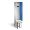 C+P Garderobenschrank Classic, H1850xB320xT500mm, Front Enzianblau, Korpus Lichtgrau, Gestell Schwarzgrau (8030-10)
