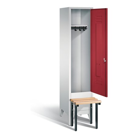 C+P Garderobenschrank Classic, H1850xB420xT500mm, Front Rubinrot, Korpus Lichtgrau, Gestell Schwarzgrau (8030-12)