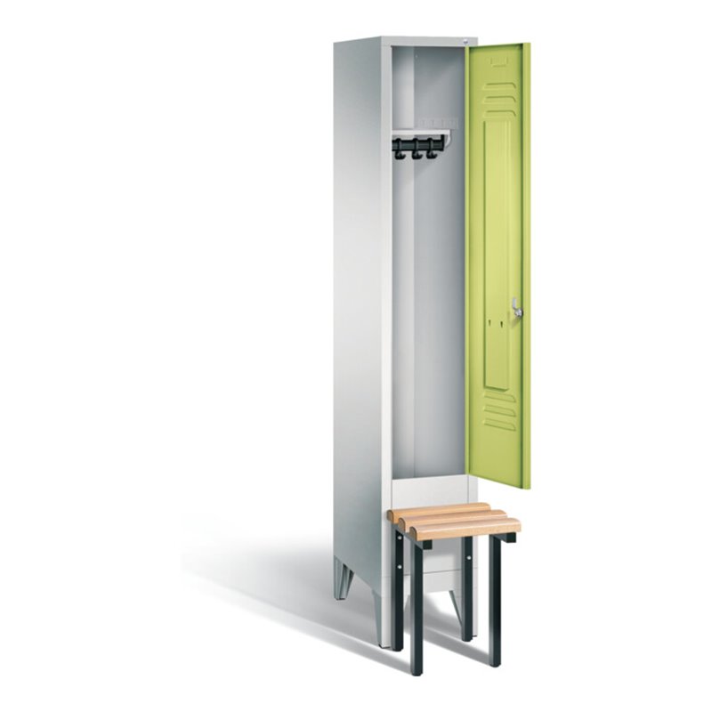 C+P Garderobenschrank Classic, H1850xB320xT500mm, Front Viridingrün, Korpus Lichtgrau, Gestell Schwarzgrau (8030-10)