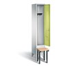 C+P Garderobenschrank Classic, H1850xB320xT500mm, Front Viridingrün, Korpus Lichtgrau, Gestell Schwarzgrau (8030-10)