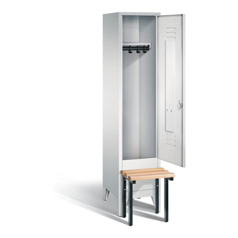 C+P Garderobenschrank Classic, H1850xB420xT500mm, Front Lichtgrau, Korpus Lichtgrau, Gestell Schwarzgrau (8030-12)