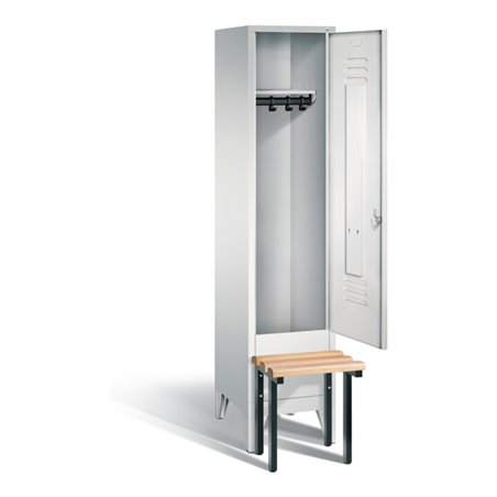 C+P Garderobenschrank Classic, H1850xB420xT500mm, Front Lichtgrau, Korpus Lichtgrau, Gestell Schwarzgrau (8030-12)