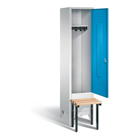 C+P Garderobenschrank Classic, H1850xB420xT500mm, Front Lichtblau, Korpus Lichtgrau, Gestell Schwarzgrau (8030-12)