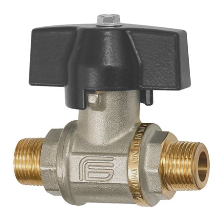 Riegler Kugelhahn schwere Ausführung, Flügelgriff, AG/AG, MS vern., R 3/4