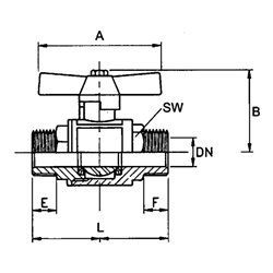 Riegler Kugelhahn schwere Ausführung, Flügelgriff, AG/AG, MS vern., R 3/4
