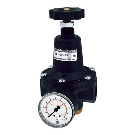 Riegler Druckbegrenzungsventil, inkl. Manometer, G 1/2, 0,5 - 10,0 bar