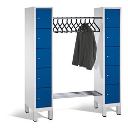 C+P Offene Garderobe Evolo, H1850xB1591xT500mm, Front Enzianblau, Korpus Lichtgrau