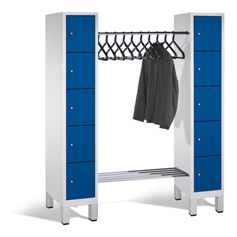 C+P Offene Garderobe Evolo, H1850xB1591xT500mm, Front Enzianblau, Korpus Lichtgrau