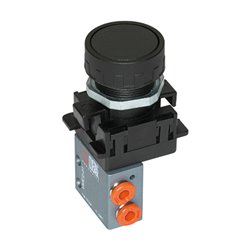 Riegler 3/2-Miniventil, manuell, Druckknopf, NC, monostabil, M5 seitlich