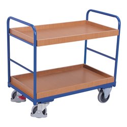 VARIOfit Etagenwagen niedrig 2 Tabletts, Thermoplastische Gummi-Bereifung