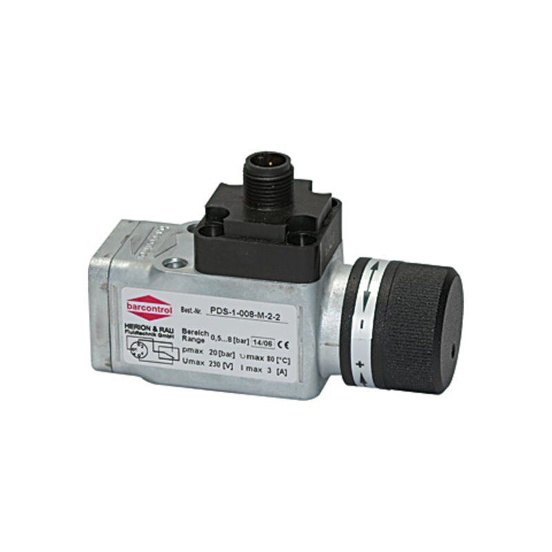 Riegler Druckschalter elek. Anschl. M12x1, Wechselkon., G 1/4, 0,2-2 bar